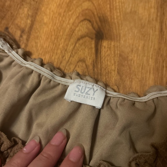 Vintage Lacy Brown Babydoll Milkmaid Top - Picture 2 of 4